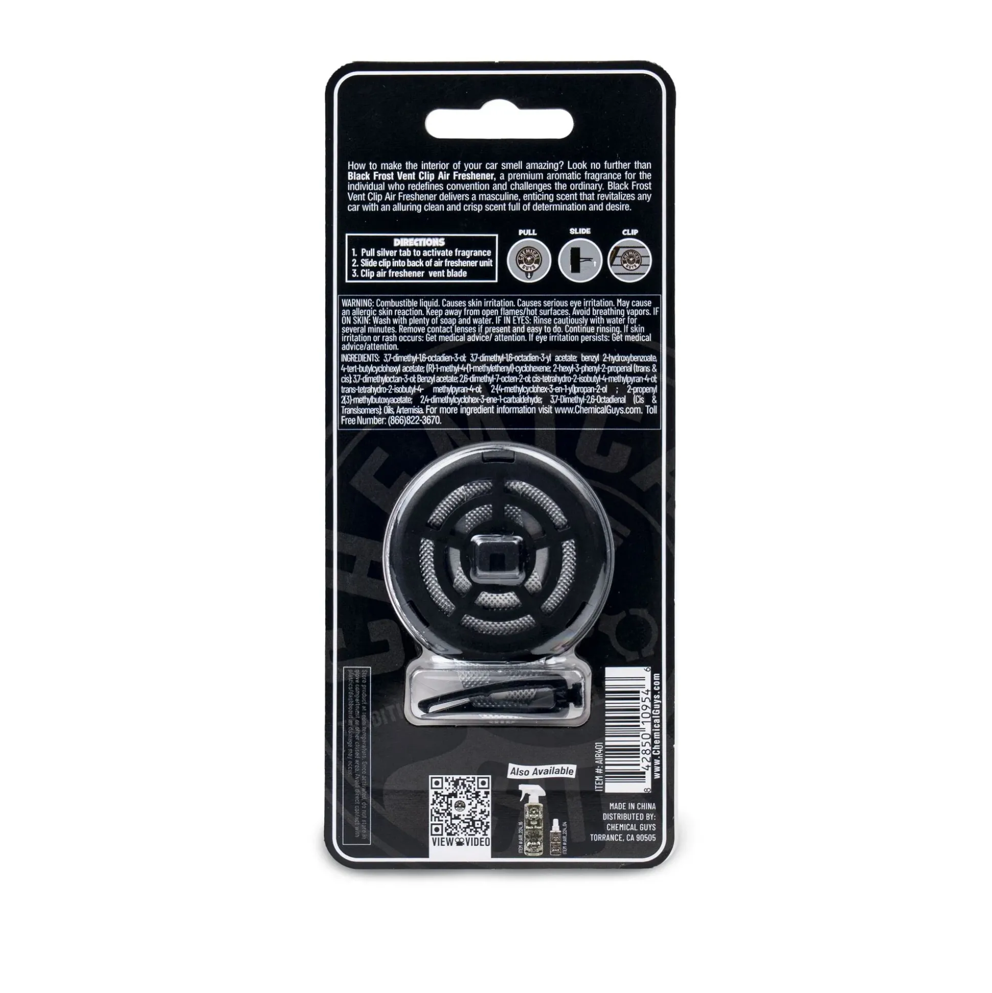 Black Frost Vent Clip Air Freshener