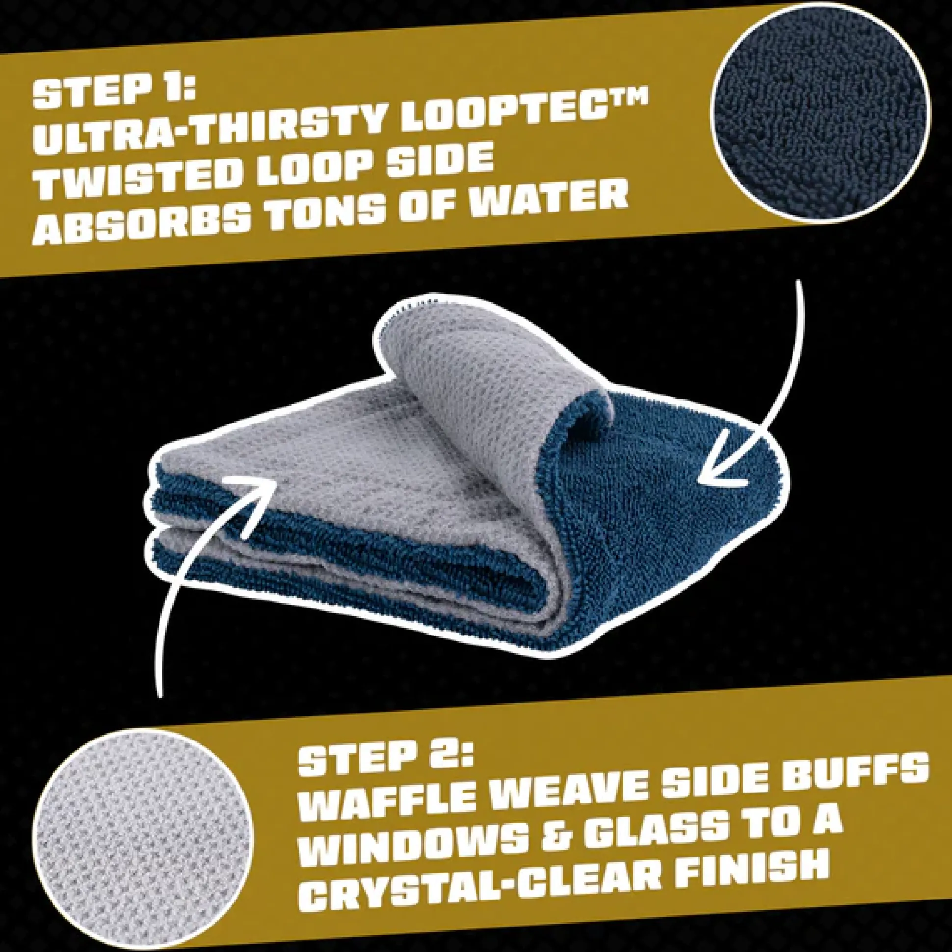 CleanStroke Dual-Sided Microfiber Glass Towel 2-Pack