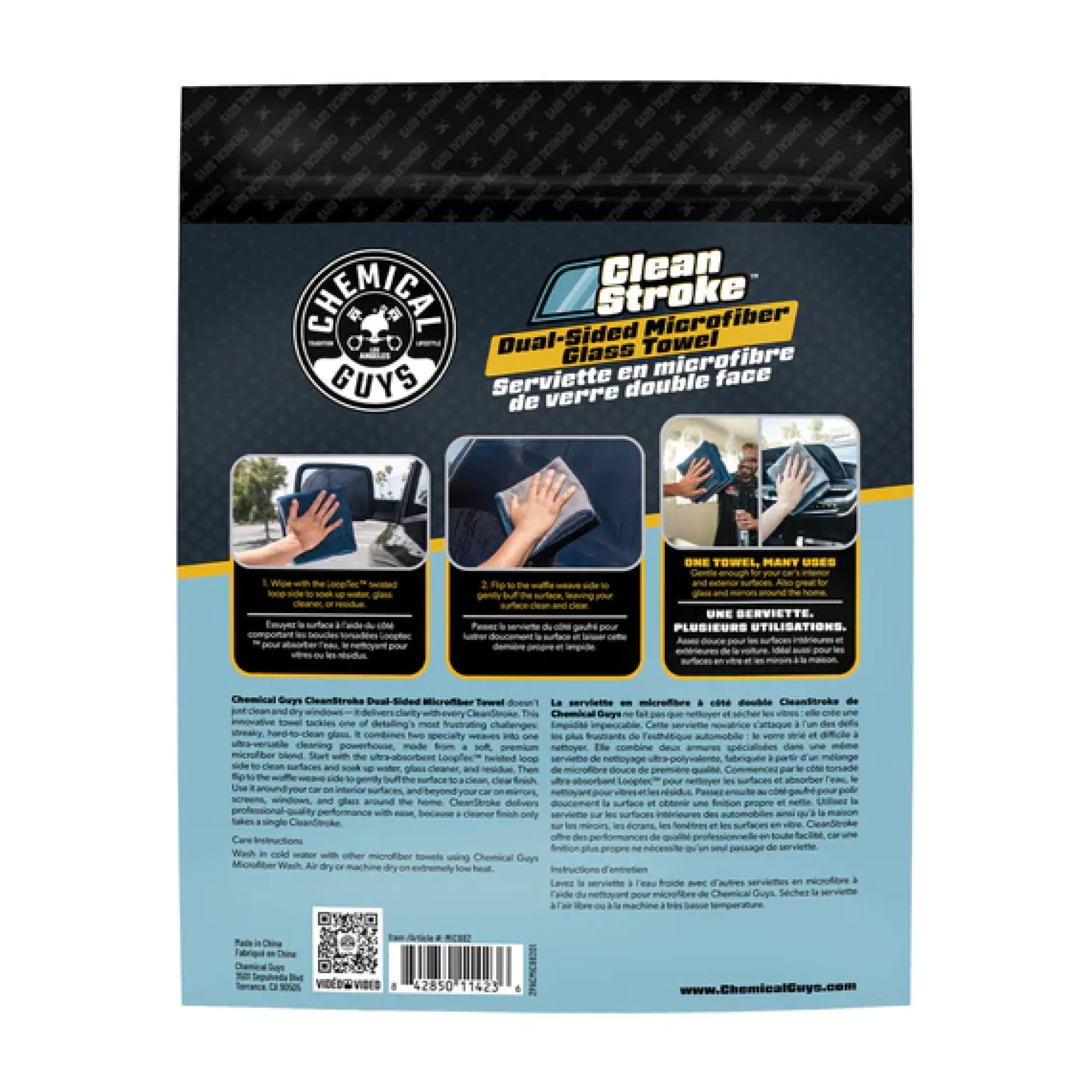 CleanStroke Dual-Sided Microfiber Glass Towel 2-Pack