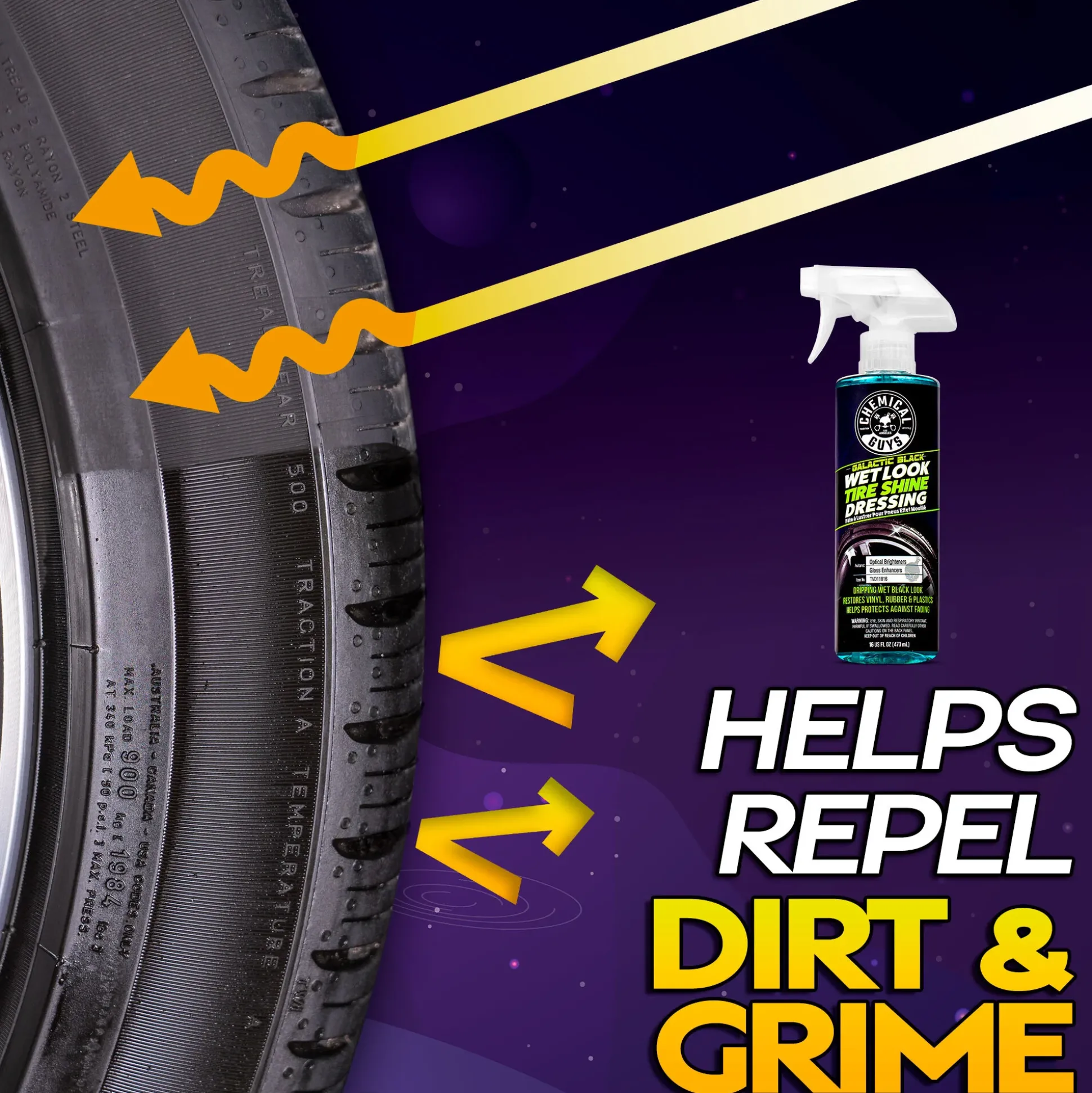 Galactic Black Wet Look Tire Shine Dressing