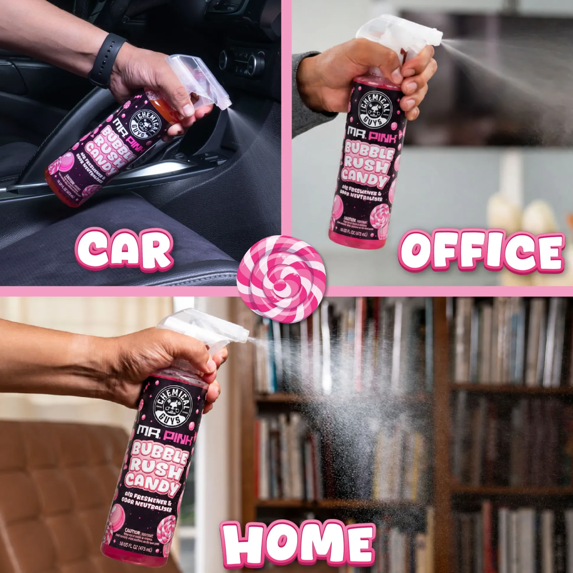 Mr. Pink Bubble Rush Candy Air Freshener & Odor Neutralizer