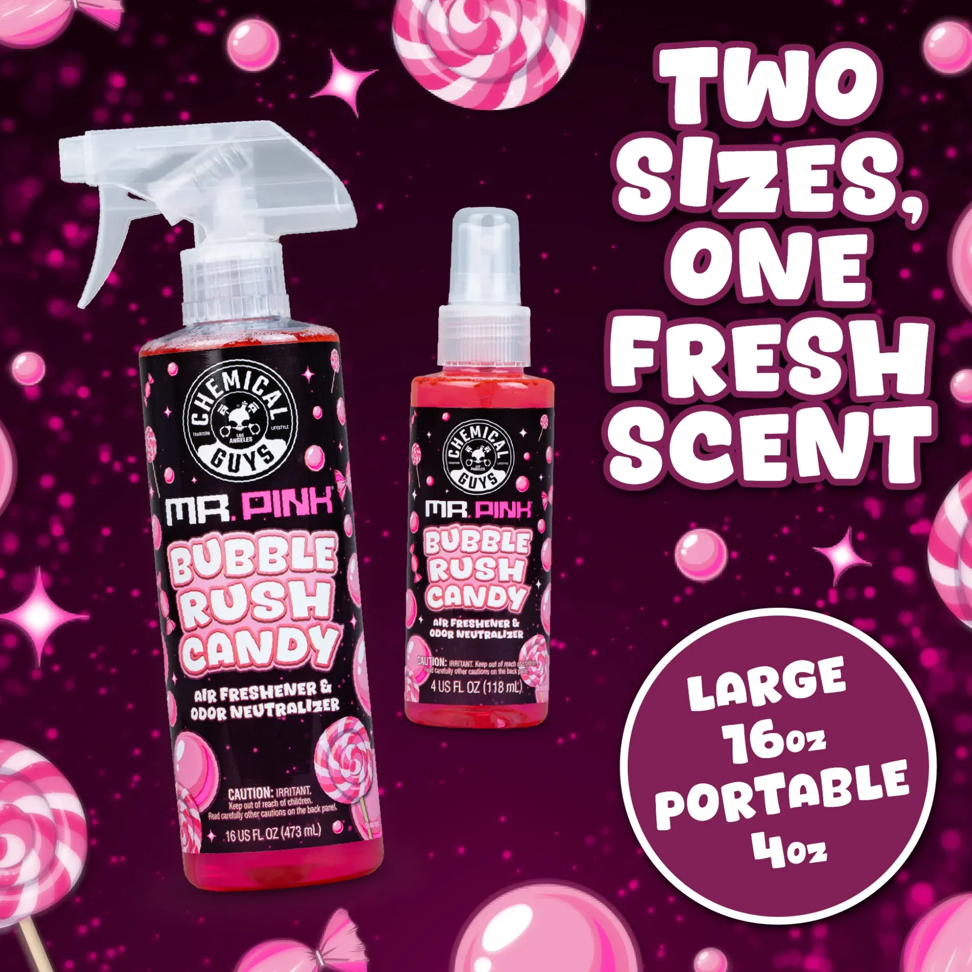 Mr. Pink Bubble Rush Candy Air Freshener & Odor Neutralizer