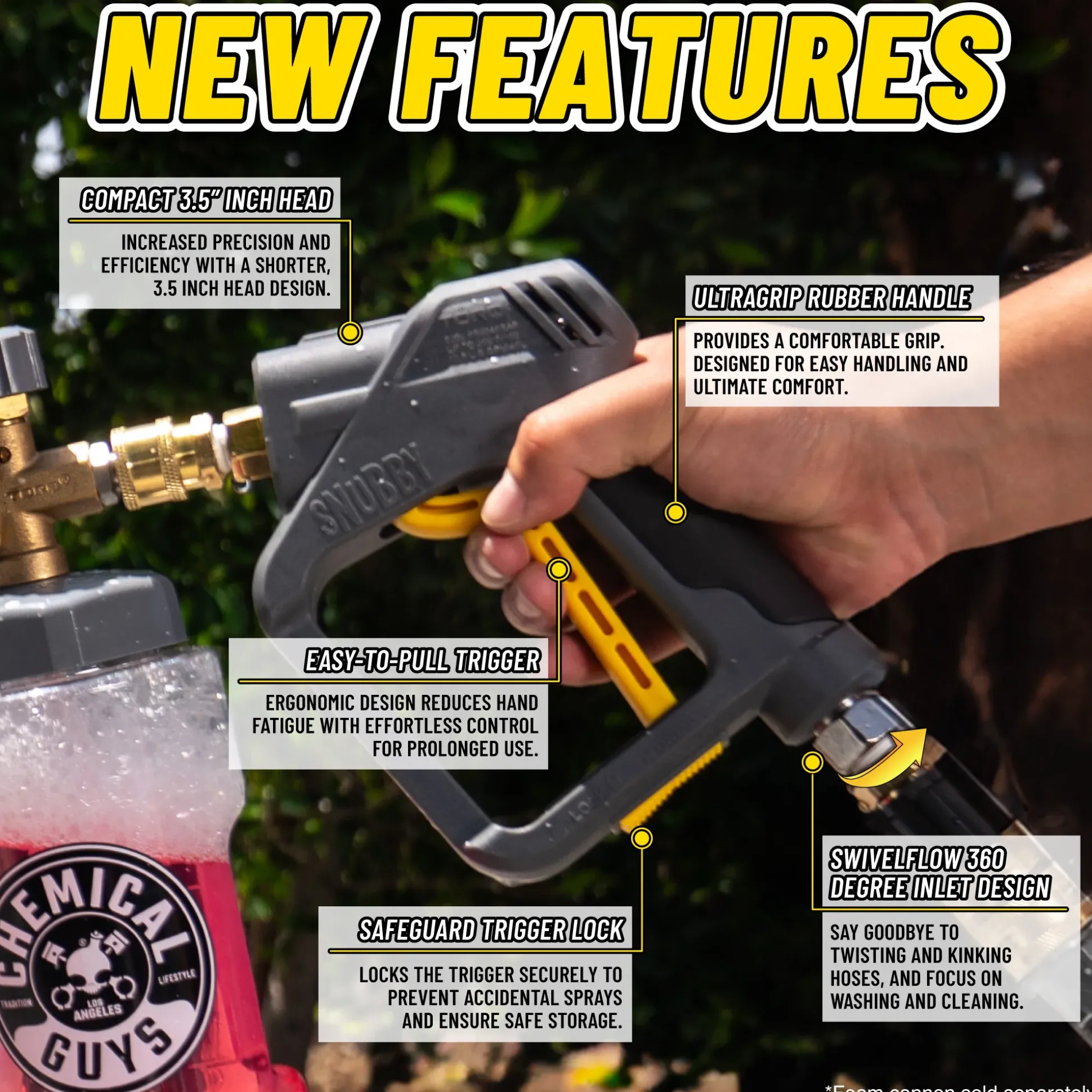 TORQ Snubby Pressure Washer Gun - Foam Cannon Attachment