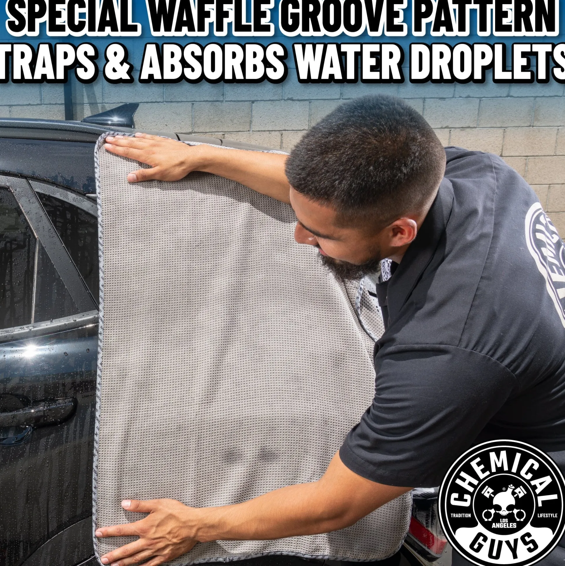 Waffle Weave Gray Matter Microfiber Drying Towel